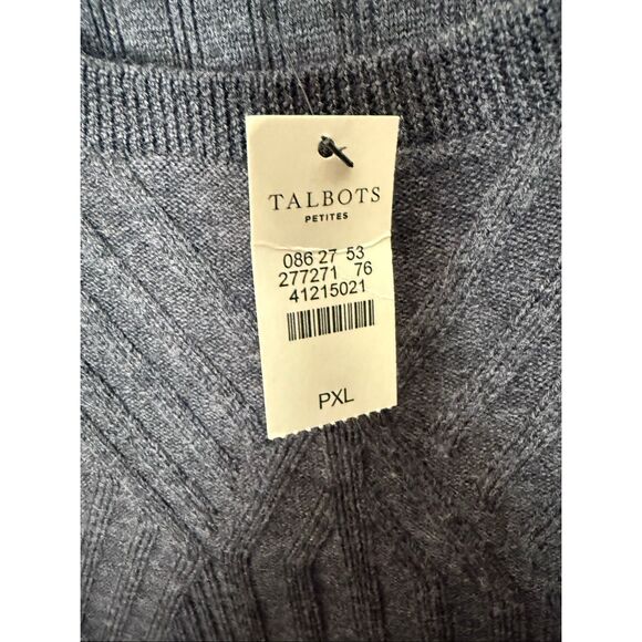 Talbots Petites Pure Merino Wool Fit & Flare Sweater Dress Gray XLP Warm Winter - Picture 2 of 4